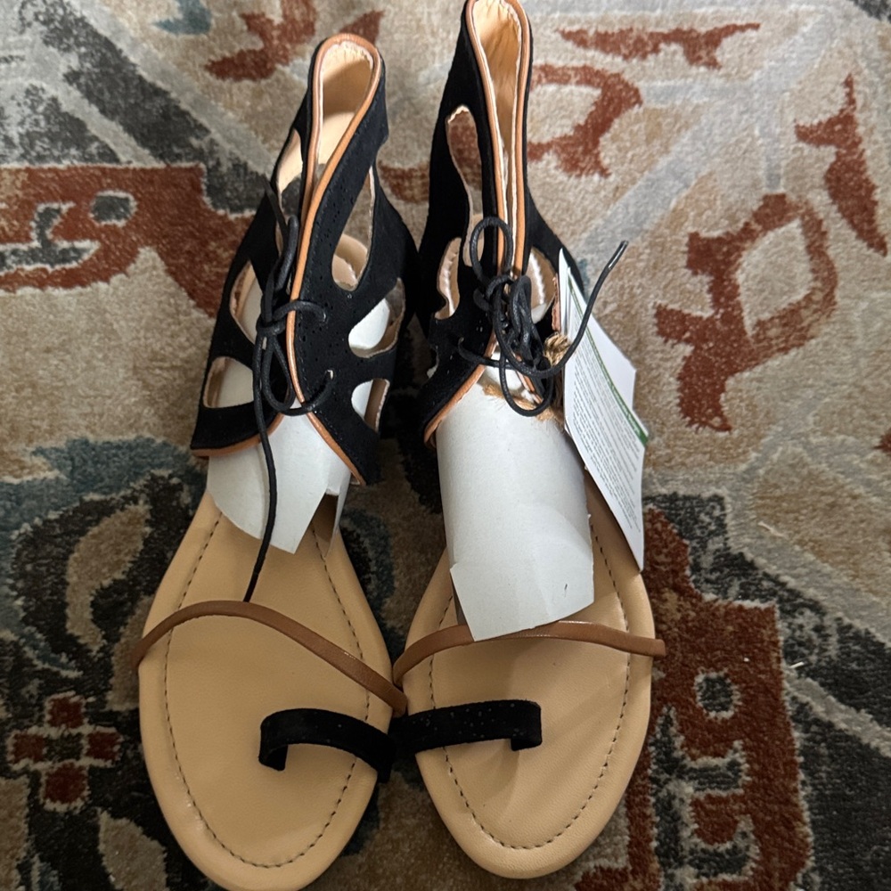 Elegant Black and Tan Women's Sandals